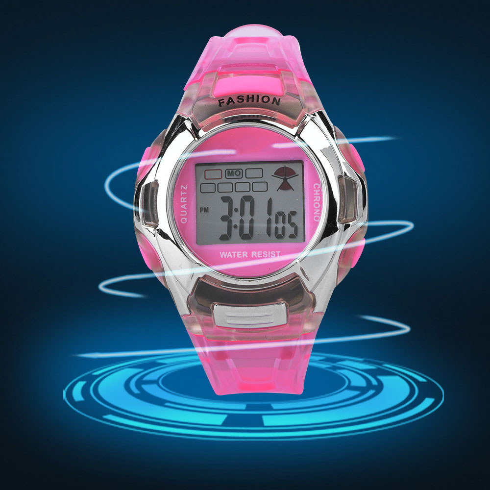 RiToEasysports นาฬิกาข้อมือดิจิตอลกีฬาเรืองแสงสําหรับเด็กที่มี 30M Alarm Week Date Display สาย PU ปร