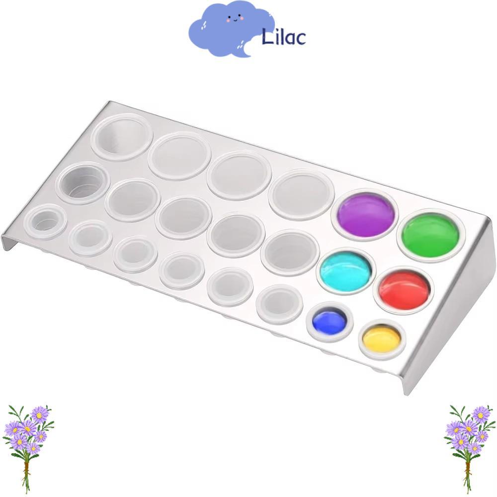 LILAC Tattoo Ink Cup Holder Stand,สแตนเลสสีดําเงินเครื่องมือสัก,แบบพกพา 7/8/21 หลุมProfessionalอุปกรณ์แต่งหน้าสําหรับBody Art Tattoo Supplies