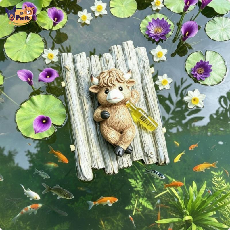 Ferfk Bovine รูป Raft เครื่องประดับ Weathered Bovine ตุ๊กตาเครื่องประดับขนาดกะทัดรัดสําหรับ Aquarium