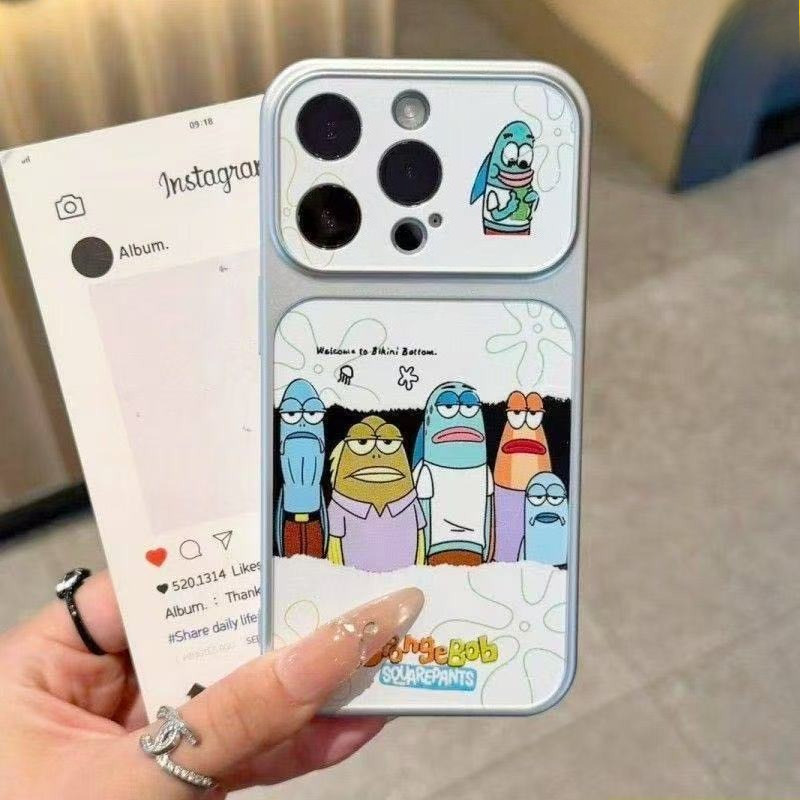 สําหรับ IPhone 17 16 15 14 Plus 13 12 11 Pro Max X XR XS Max น่ารัก Biqibao น่าเกลียดปลาคู่ป้องกันการตกเคสโทรศัพท์ปกอ่อน