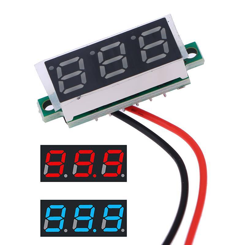 DOULLADY DC5-30V เครื่องวัดแรงดันไฟฟ้า 0.28 นิ้ว LED Digital Voltmeter Auto Car Mobile Power Voltage Tester Detector สีแดงสีเขียวสีฟ้าสีเหลือง TH