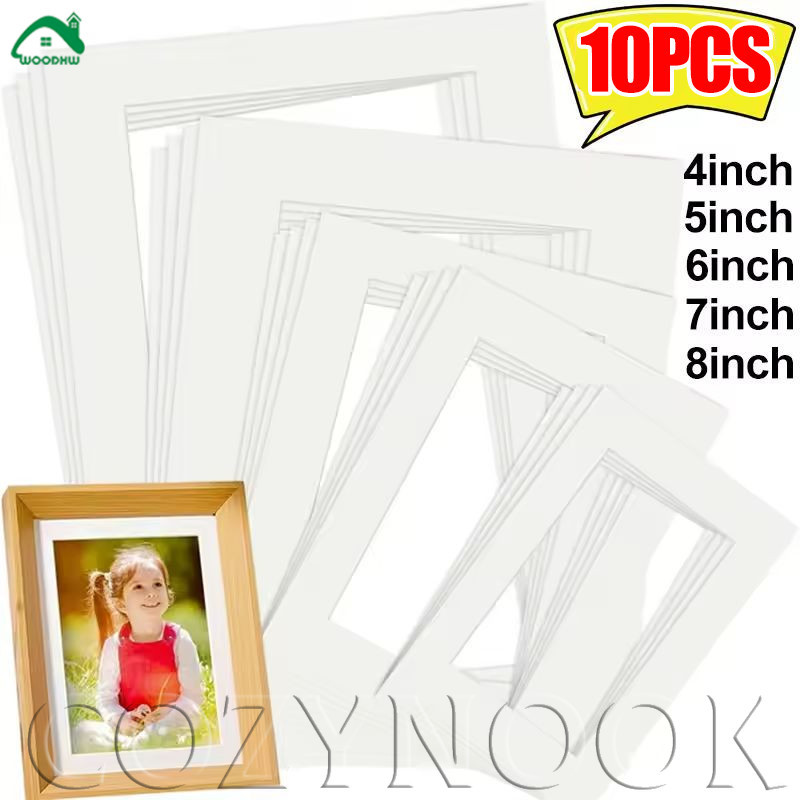 [H&L] 2/6/10 แผ่นภาพ Mat Board Set Bulk Frame Cardstock Pre-Cut Window Mounting Board A4 Square Mult