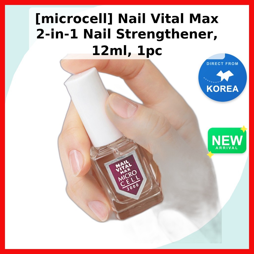 [microcell] Nail Vital Max 2-in-1 Nail Strengthener, 12ml, 1pc / Korean Nail Strengthener / Glossy F