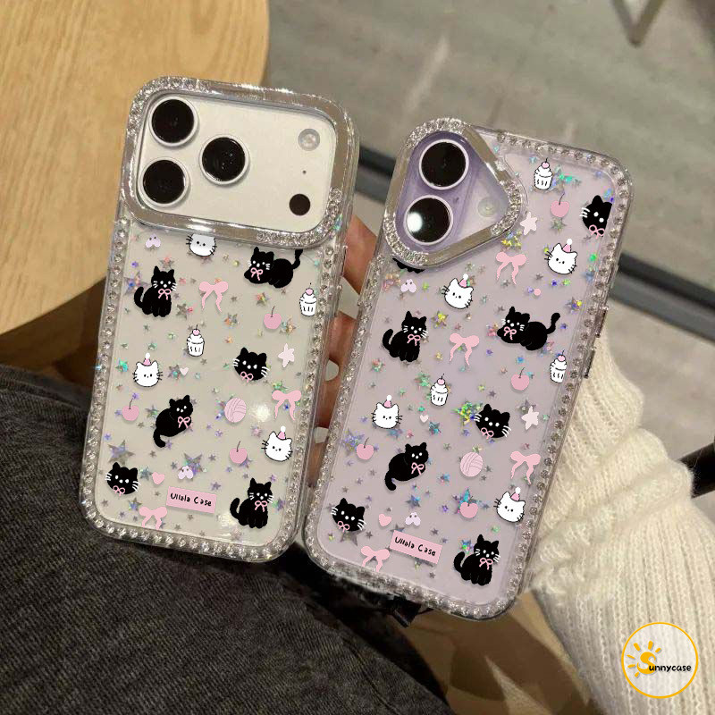 เคสไอโฟน 17 pro max ใช้ได้กับ IPhone 13 15 14 11 16 12 17 Pro Max 16 14 15 Plus  Air เคสขอบเพชรลายแม