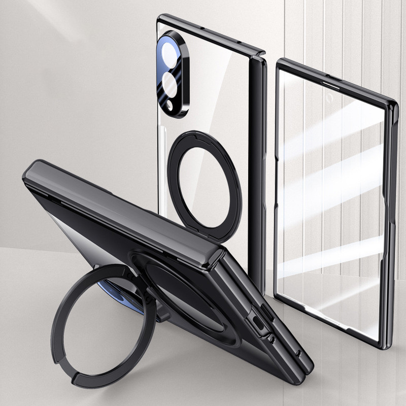 สําหรับ Samsung Galaxy Z Fold 8 เคสโทรศัพท์ฟิล์มเคสในตัวที่วางแหวนโปร่งใสพับ 8 Ultra shell