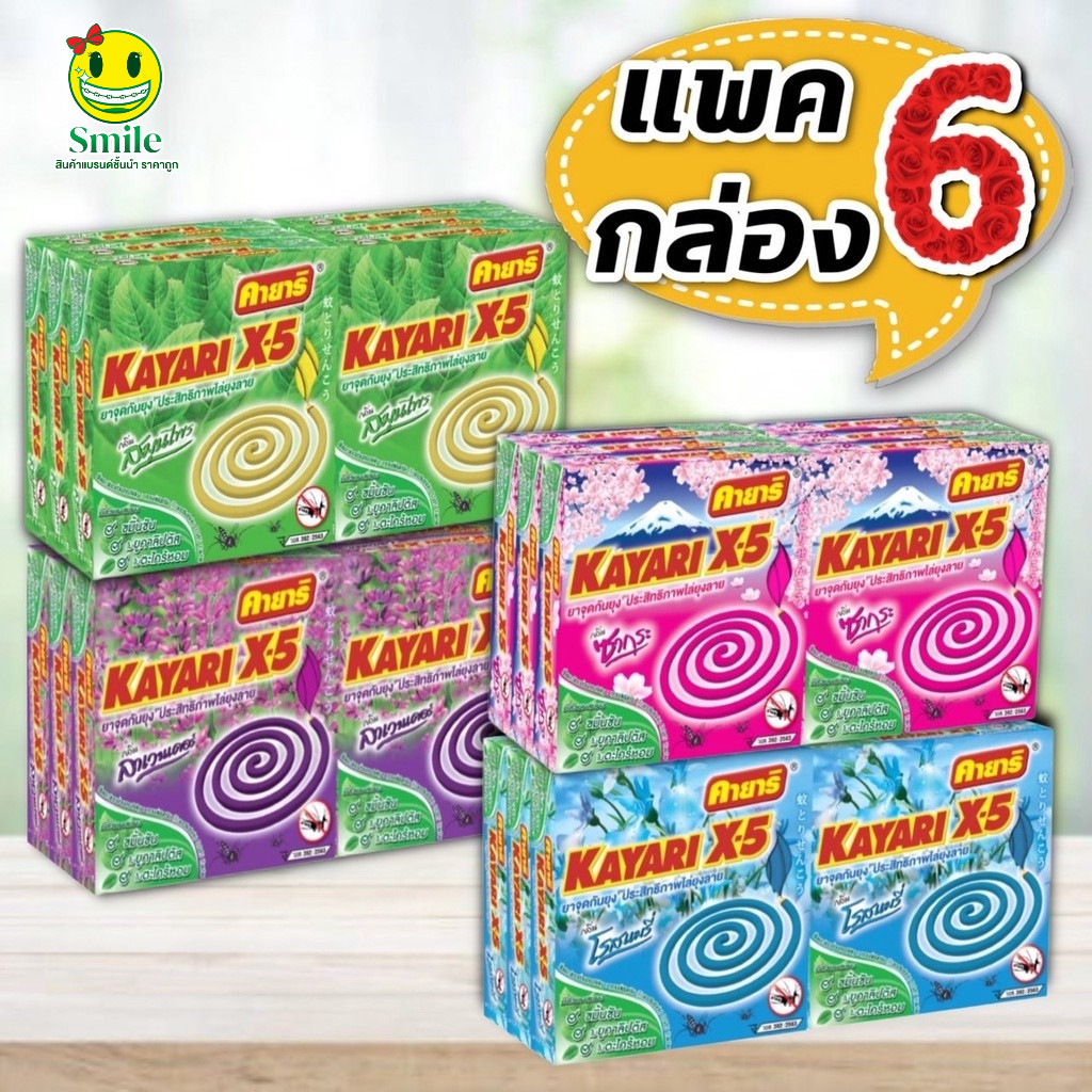 [แพค 6 กล่อง] Kayari ยาจุดกันยุง คายาริ X-5  [10 ขดx6 กล่อง]