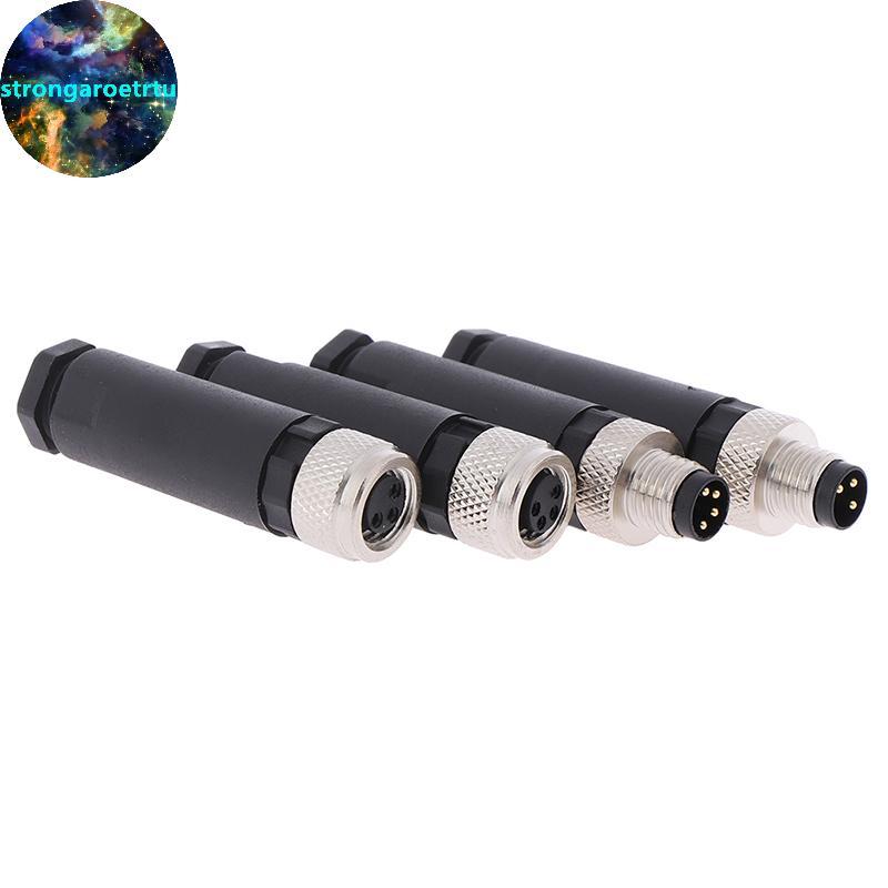 Strongaroetrtu 1Pc M8 Sensor Connector 3/4 Pin ปลั๊กมุมตรงชาย/หญิง TH