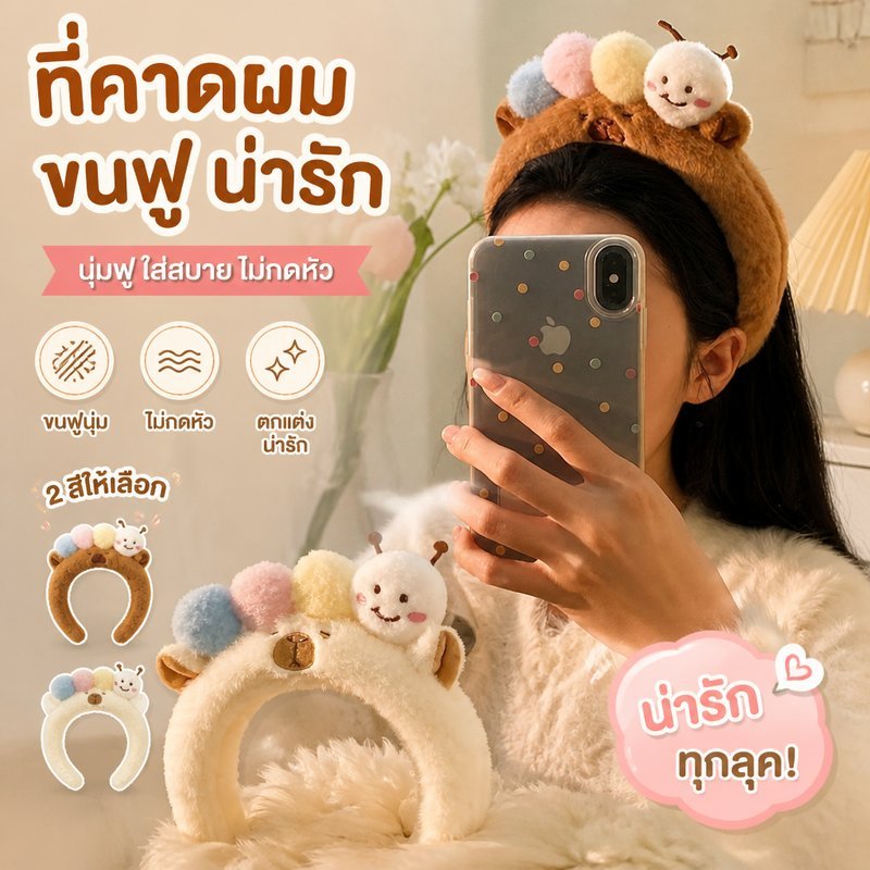 COD ที่คาดผม แถบคาดศีรษะ ตุ๊กตา capybara เครื่องประดับผม น่ารัก ของขวัญ ผู้หญิง เด็ก