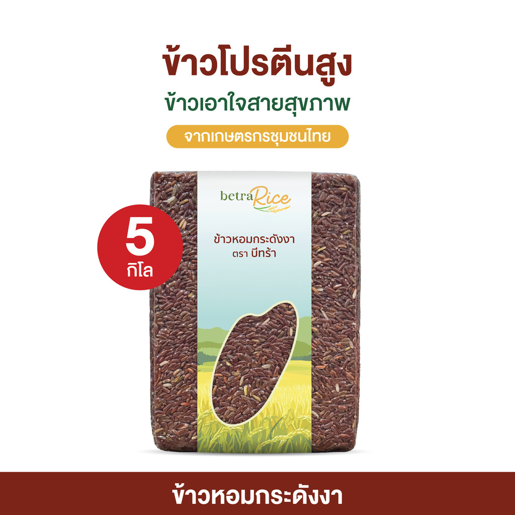 [ส่งฟรี] ข้าวหอมกระดังงา (5 กก.) โปรตีนสูง ข้าวเพื่อสุขภาพ เกรดพรีเมี่ยม แบรนด์บีทร้า