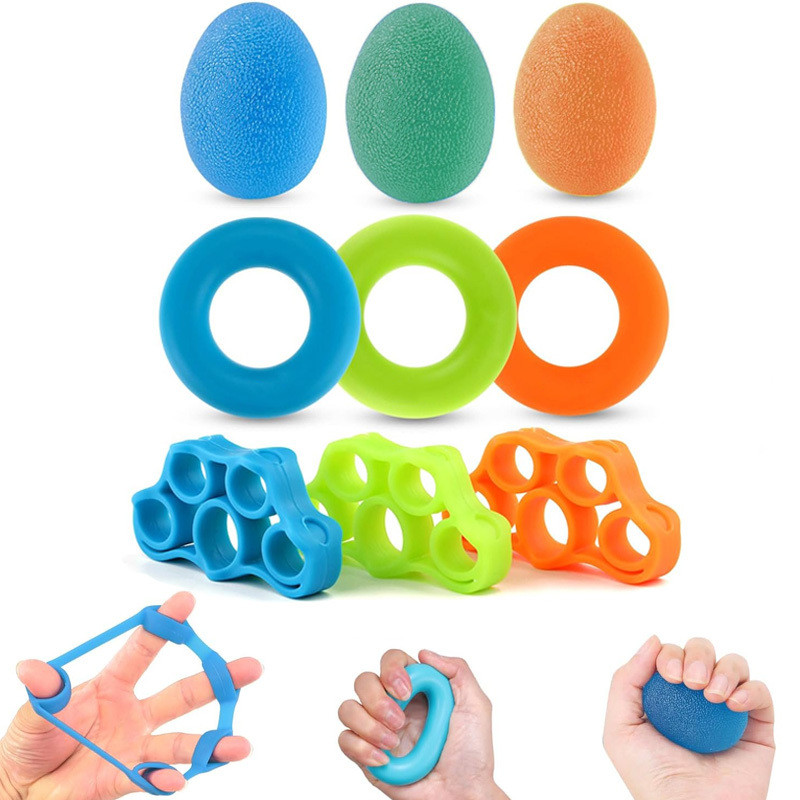 เทรนเนอร์นิ้วมือ 3 ชิ้นชุด Hand Grip Strengthener, นิ้วซิลิโคนออกกําลังกายมือบีบ Ball Kit สําหรับ Grip Strength, ฝึกกล้ามเนื้อ, กีฬา, ปีนหน้าผา, ฟิตเนส