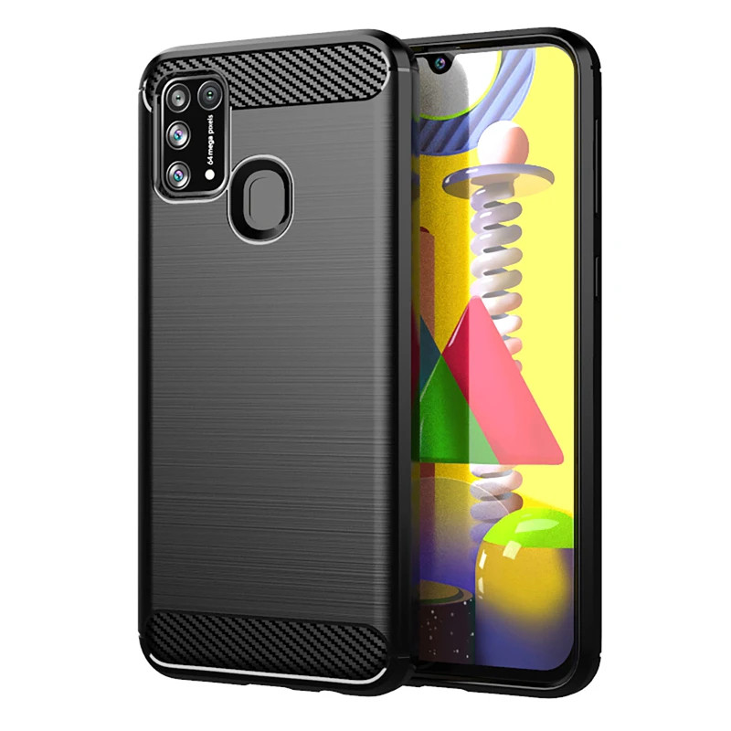 CASE SAMSUNG M20 / M30 / M30S / M21 / M31 / M21S / M31S SILICONE FIBER CARBON TPU DRAWING SLIM CASE 