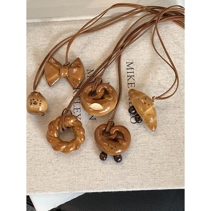 FANTAI อัลคาไลน์น้ําขนมปัง Bagel สร้อยคอหญิง Niche Design รู้สึกเฉพาะแฟชั่นน่ารักฤดูใบไม้ร่วงฤดูหนาว