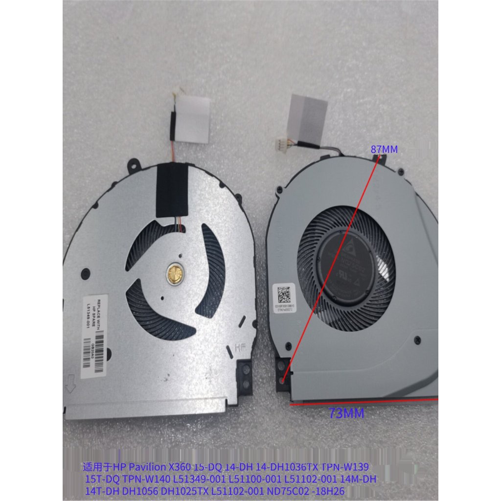 [พัดลมระบายความร้อนพร้อมสต็อก] เหมาะสําหรับ HP 14-DH 14-dh1036tx 14m-dh l51102-001 TPN-W139 พัดลม FL