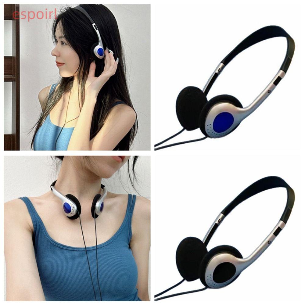 ESPOIR หูฟัง,ชุดหูฟังโลหะ ABS,Y2k แจ็ค 3.5 มม.Retractable Vintage หูฟังแบบมีสาย Walkman