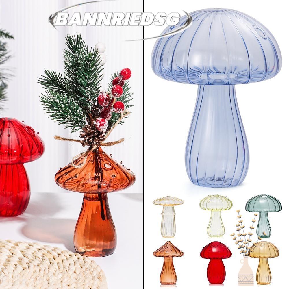 BANNRIEDSG989YR แจกันแก้ว, ขวดแก้วดอกไม้ Hydroponic, ดอกไม้ตกแต่งบ้านเห็ดโปร่งใสเรียบง่าย