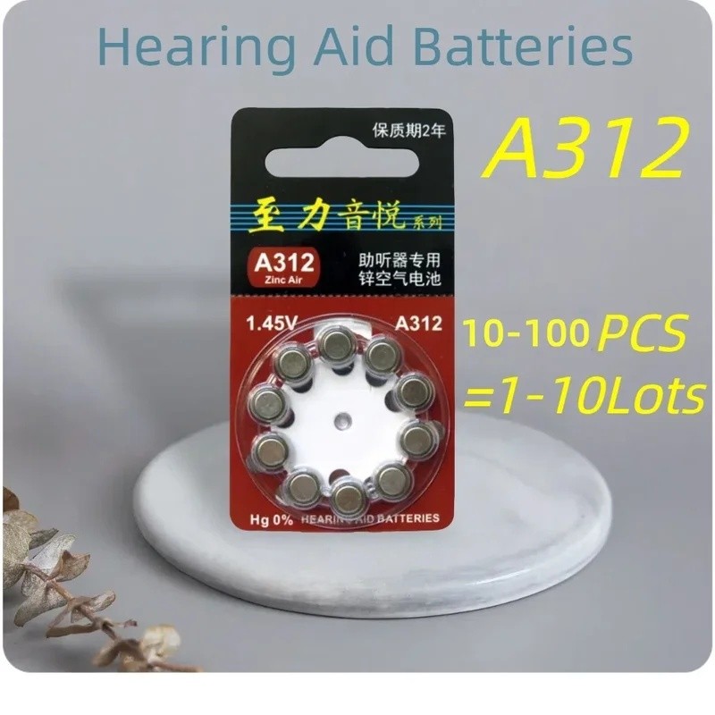 10-100PCS Zenipower Zinc Air เครื่องช่วยฟังแบตเตอรี่ A312 312A ZA312 312 PR41 S312 แบตเตอรี่