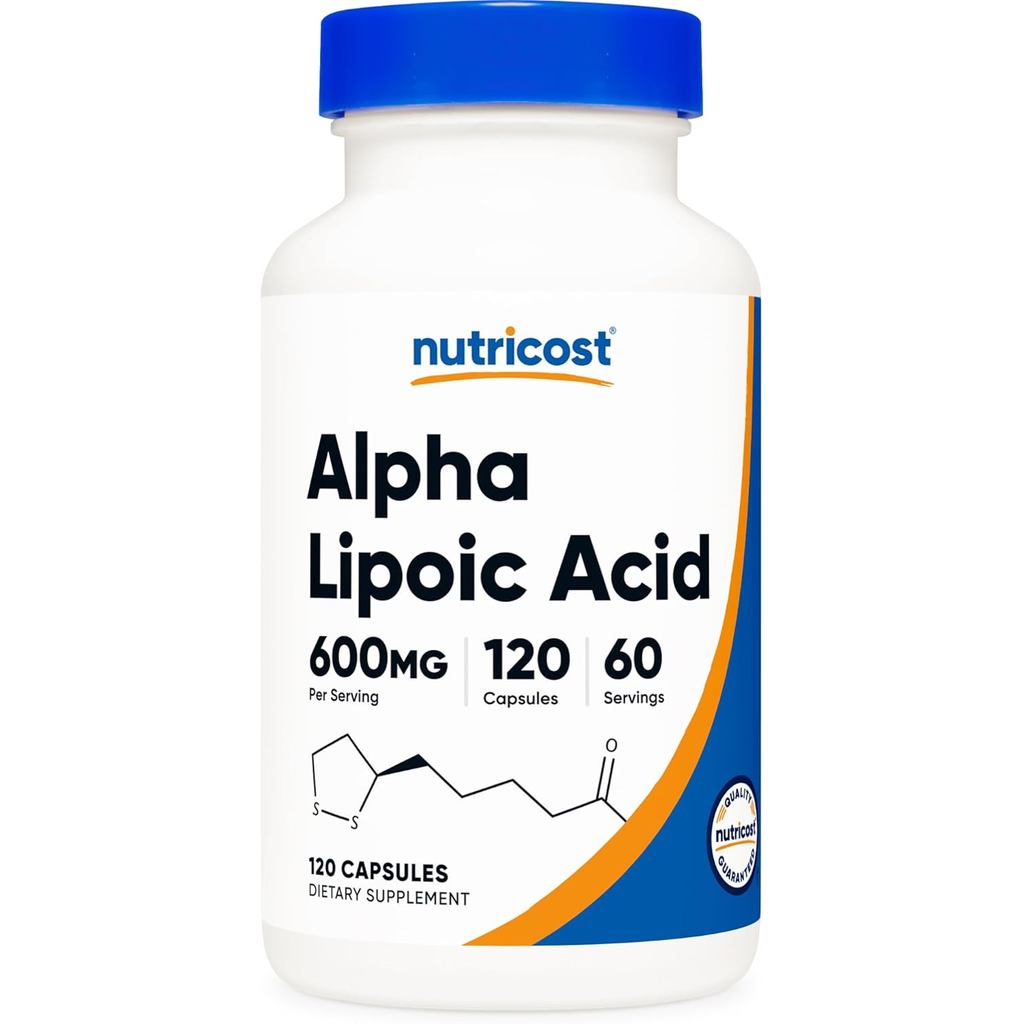 Nutricost Alpha Lipoic Acid (600มก.) 120 แคปซูล 60 เสิร์ฟ | หมวกจากพืช GMO-Free