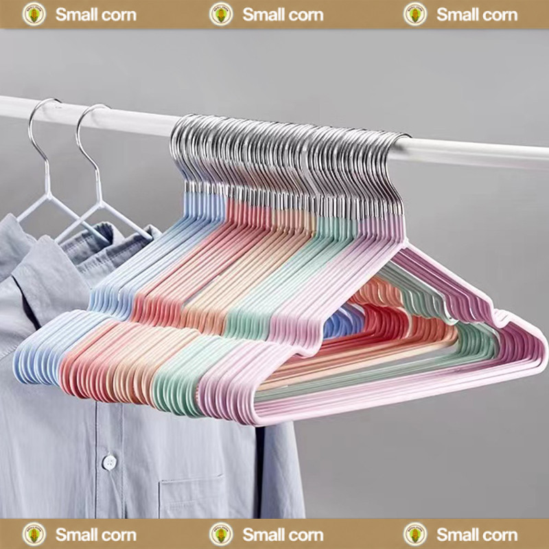 ไม้แขวนเสื้อ สีพาทเทล 1แพ็ค/10ชิ้น เคลือบซิลีโคนกันลื่น ขอบพลาสติกกันลื่น รับน้ำหนักได้ดี
