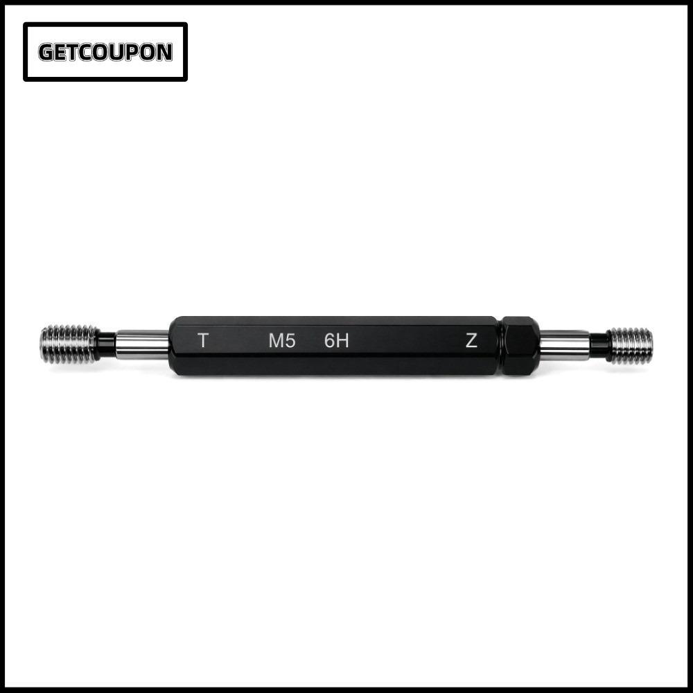 GETCOUPON วัดเกลียว, M5x0.8 6H Tolerance Double Ends เครื่องวัดด้าย, วัสดุเหล็กทนทานสีดําเมตริกเครื่