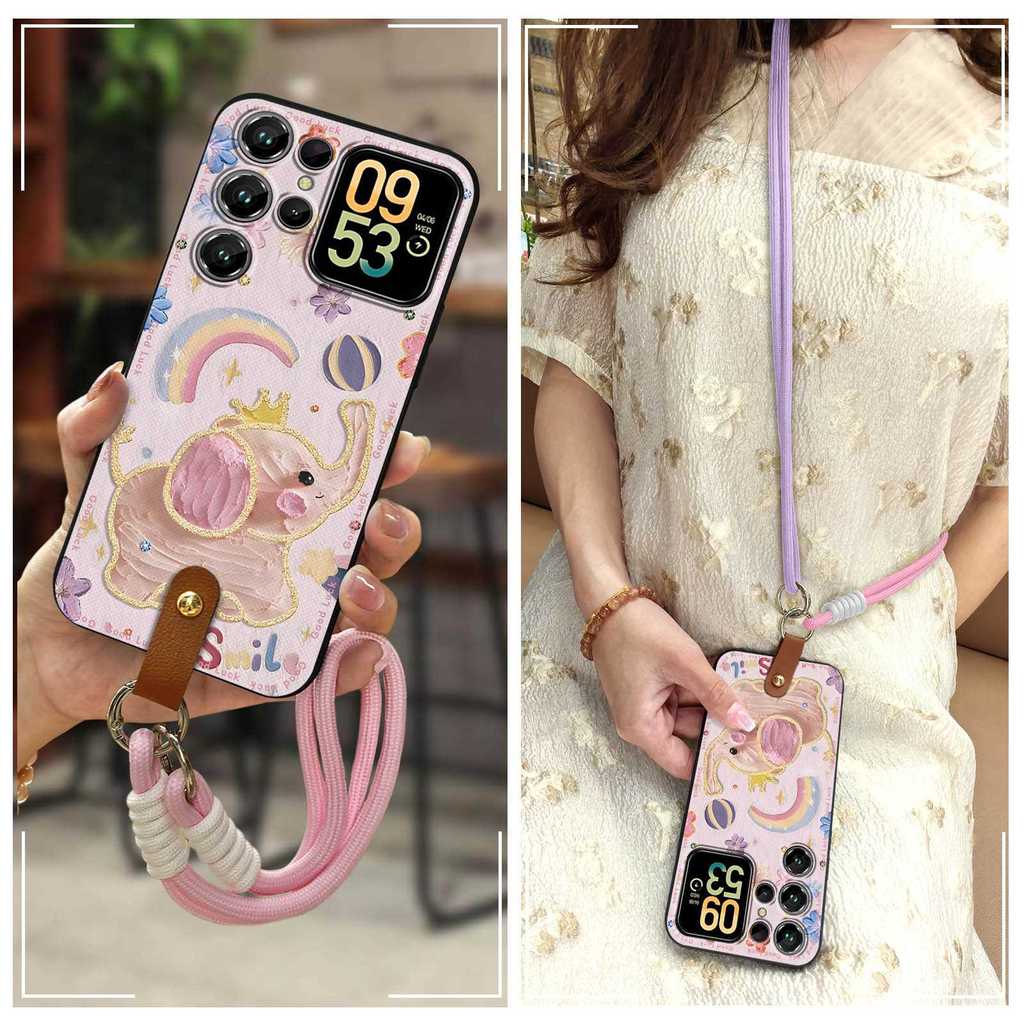 ซิลิโคนทนทานเคสโทรศัพท์สําหรับ Oukitel C62/C62Pro การ์ตูนแนวทแยงป้องกันฝุ่นสร้อยคอปกหลัง Full wrap D