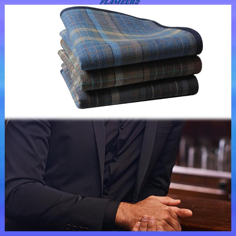 [Flameer2] ผ้าเช็ดหน้าผู้ชายผ้าฝ้าย 3 ชิ้น 16 นิ้ว Hanky Bandanas Pocket Squares