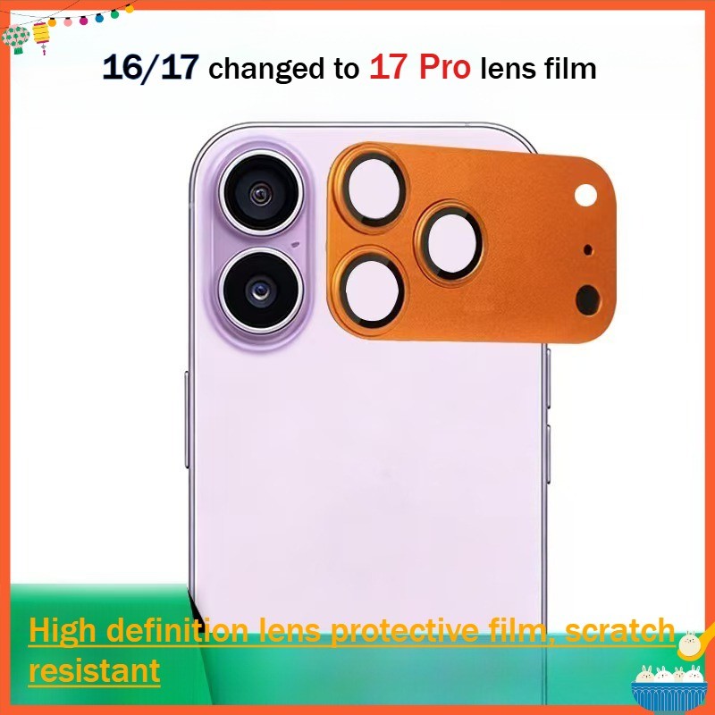 [ครอบแฟลช] เปลี่ยนทันทีถึง 17 Pro ฟิล์มเลนส์โลหะไทเทเนียมเข้ากันได้สําหรับ iPhone 16/17/13/14/15/16 Pro Max