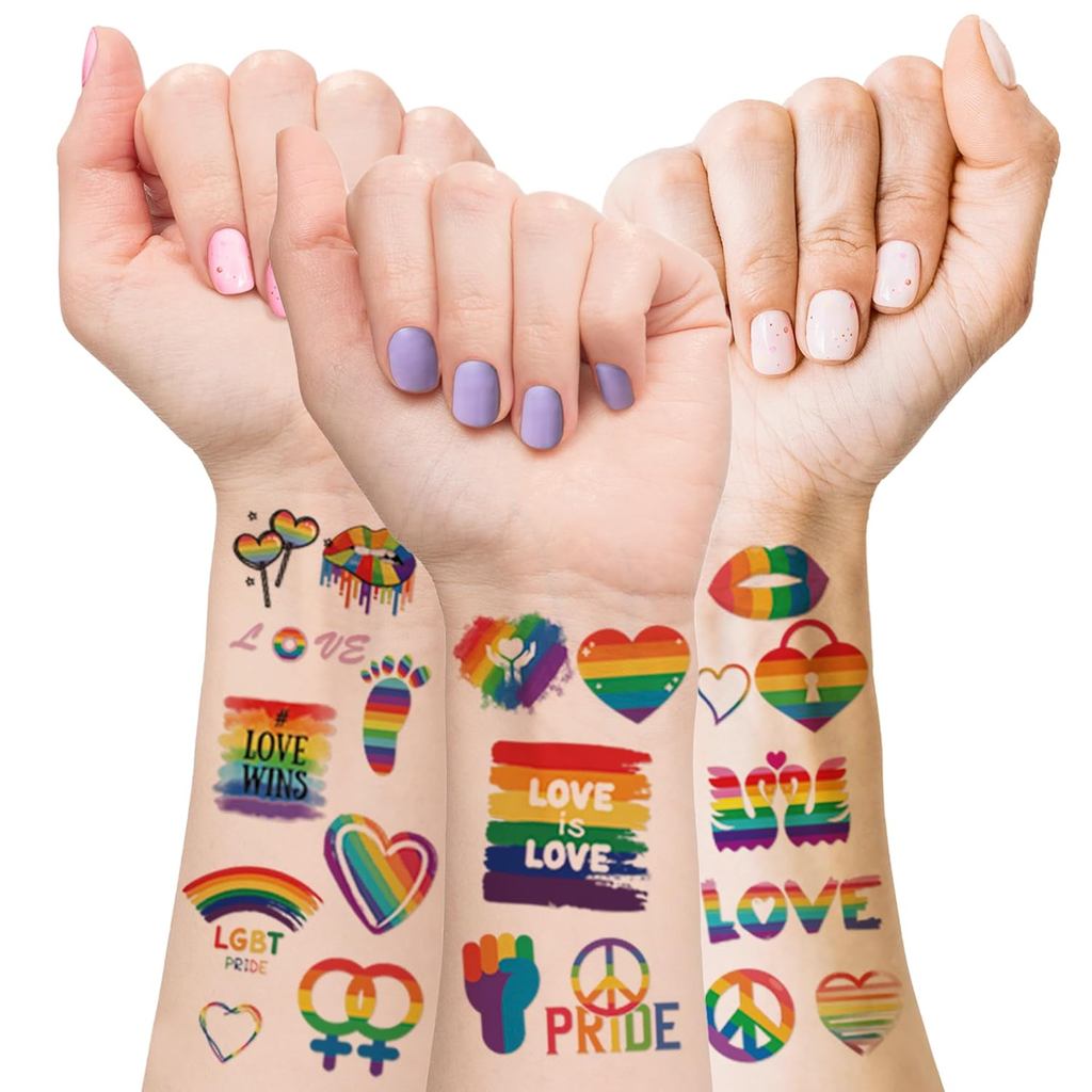 200 + Pcs Pride Tattoos,Gay Pride Tattoos,20 แผ่น Pride รอยสักชั่วคราว, ชุดสําหรับผู้หญิง,กันน้ํา Ra