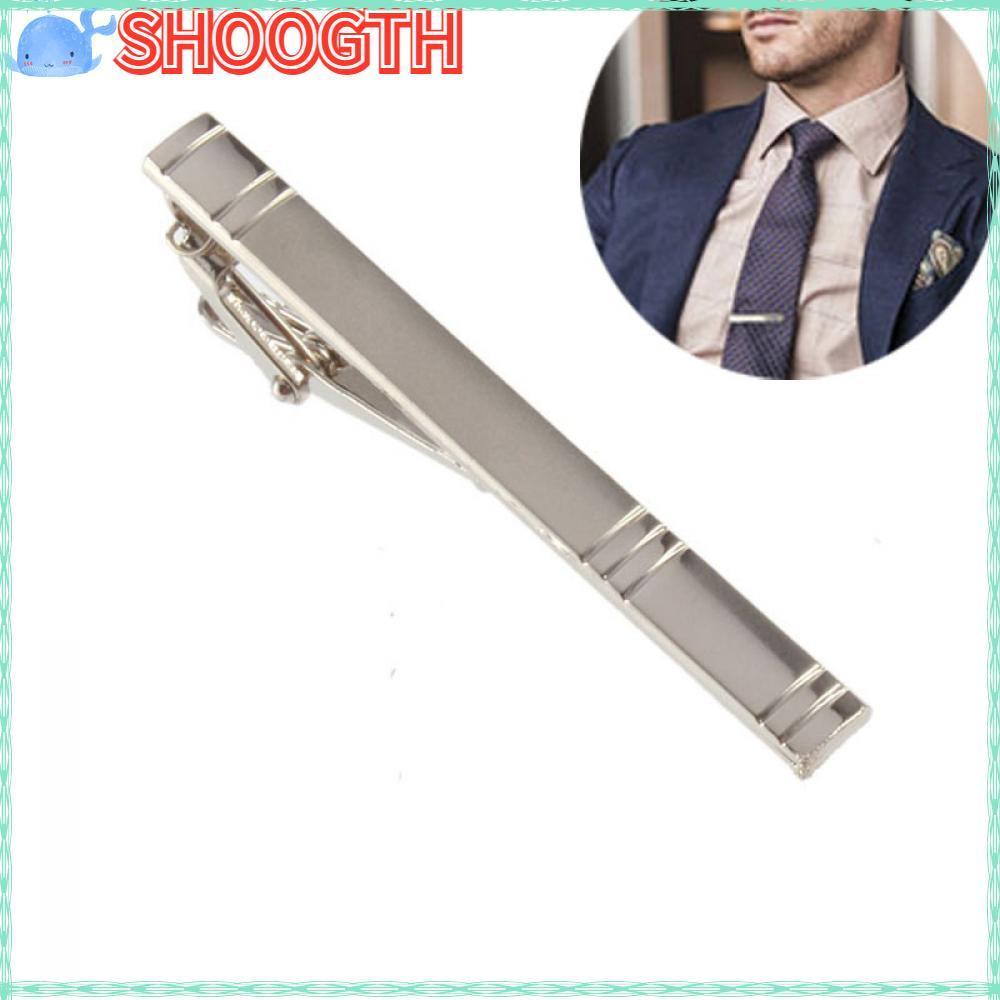 SHOOGTH Tie Pins Men Simple Bar Silver