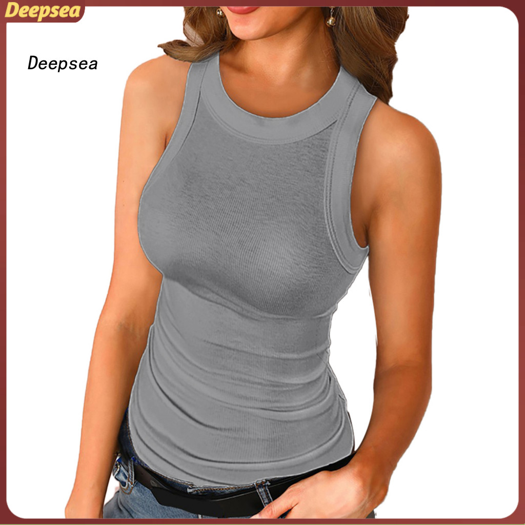 DPA Vest Casual O คอ Ribbed เสื้อแขนกุดสําหรับเล่นกีฬา