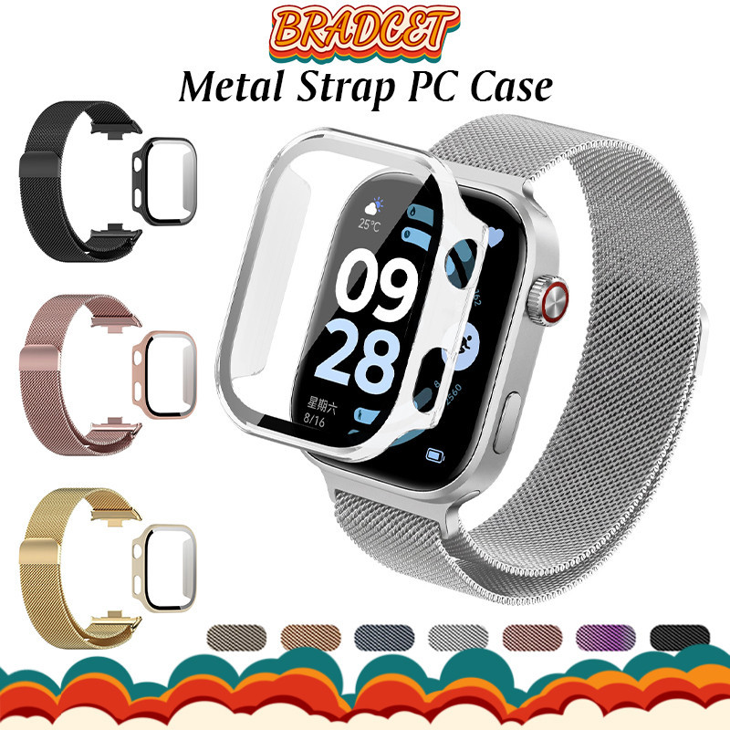 ตัวครอบพีซี แบบลูปเมทัลสตรัป มิลานเนส for Redmi Watch 6 5 4 สายรัดสแตนเลสแม่เหล็ก ผ้าปูพื้นหน้าจอ ชุดอุปกรณ์เสริม