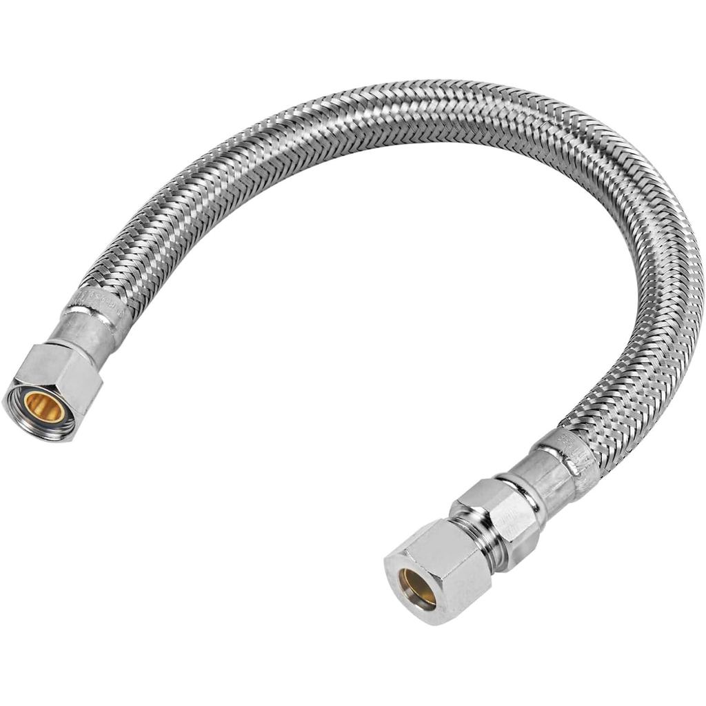 12 "(1 ฟุต) Faucet Supply Line Extension 3/8" Comp x 3/8" Comp, Braided Stainless Steel Faucet Hose 