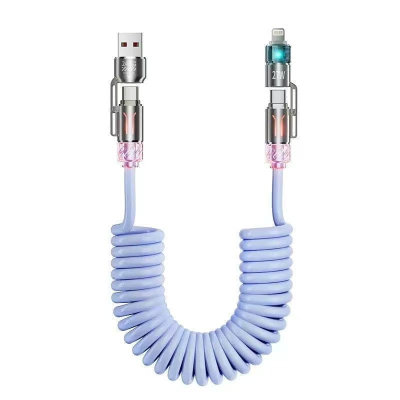 ขายร้อน ~ รถ Four-in-One 2m Data Cable Fast Charging Spring Aromatherapy Cable เหมาะสําหรับ Apple Hu