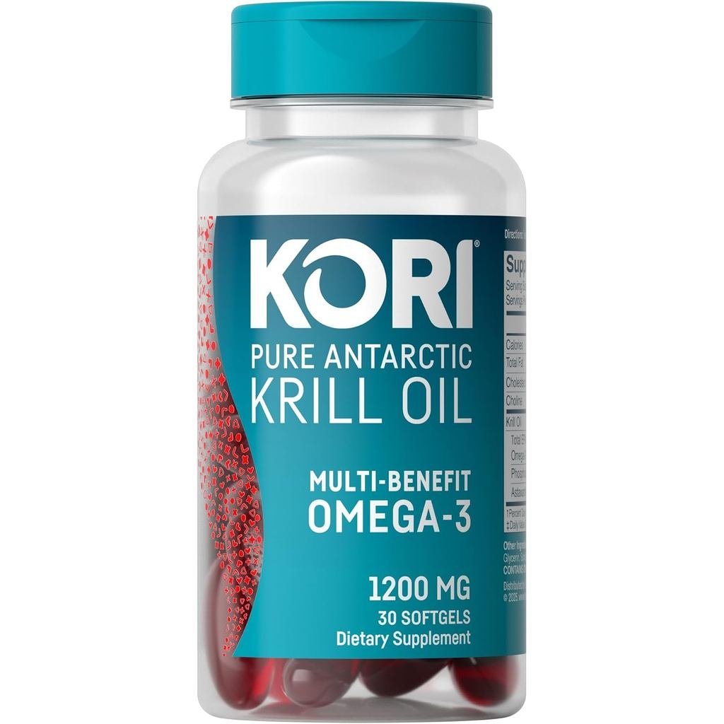 Kori Krill Oil Omega 3 Antarctic Krill Oil พร้อม Resption vs Oil 1200mg SoftgelsEPA & DHA 30 ซอฟท์เจ