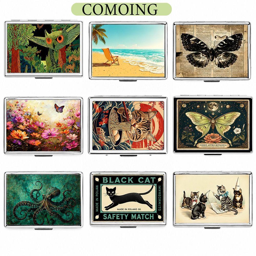 COMOING การ์ดวินเทจ ,การออกแบบอเนกประสงค์วัสดุโลหะ,Elegant Easy Snap Vintage-Style Multi-function Ca