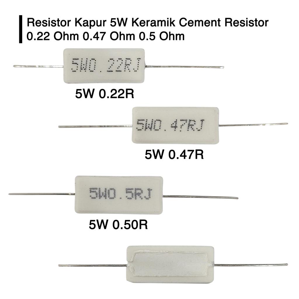 ตัวต้านทานซีเมนต์เซรามิก 5W 0.22 Ohm 0.47 Ohm 0.5 Ohm ทนไฟคุณภาพสูง G2154