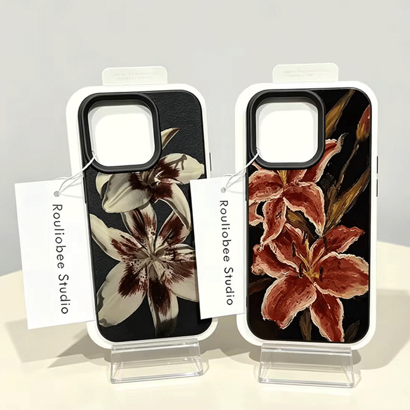 Retro Lily Orchid ดอกไม้โทรศัพท์มือถือสําหรับ VIVO V60 Lite V50 Lite V40 V30 Pro V30E Y400 Y31 Y36 Y04 Y39 Y27 Y75 Y55 Y33S Y28 Y16 Y29 Y77E V27 Pro ลิ้นจี่ดอกไม้