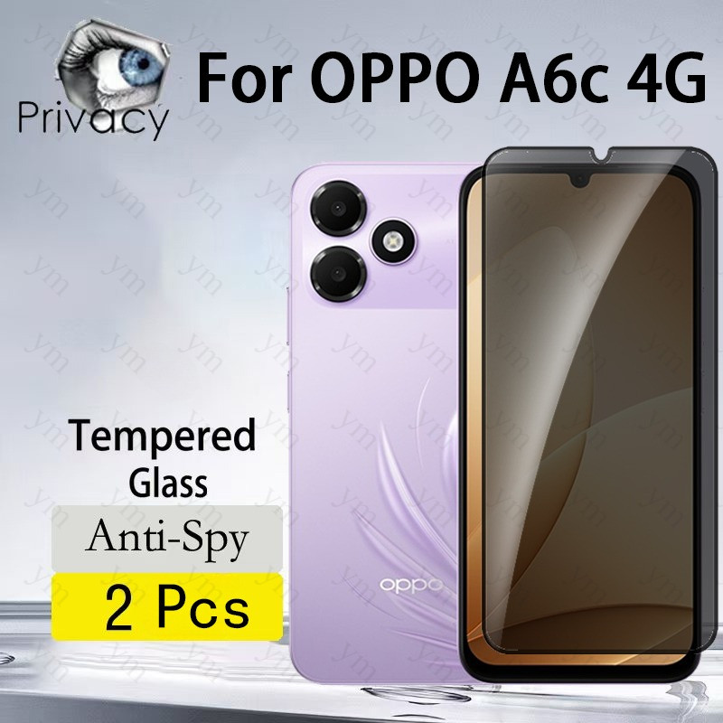 2 ชิ้น OPPO A6C กระจกนิรภัย Anti-peeping ป้องกันหน้าจอสําหรับ OPPO A6X A6t A5 A6 Reno 15 14 15F 14F Pro Anti-spy แก้วป้องกันฟิล์ม