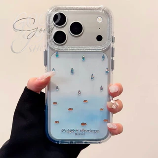 🌸Good🌸ส่งจากไทย เคสโทรศัพท์มือถือ เคสไอโฟน กันกระแทก สําหรับ IPHONE 17 16 11 12 13 14 15PRO MAX 7Plus XS/XRหยดน้ำฝนสีฟ้า