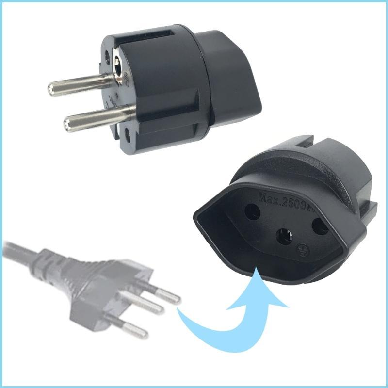 EZR Swiss to European Plug Adapter Power Socket Connector Travel 250V Adapter Socket