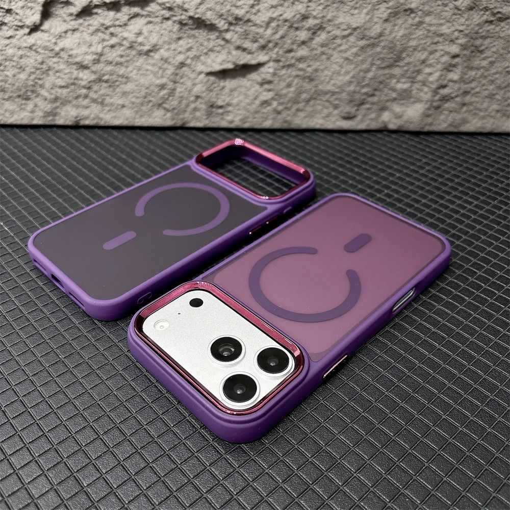 ปุ่มโลหะเคลือบชุบกรอบชาร์จแม่เหล็กเคสโทรศัพท์สําหรับ ไอโฟน 11 12 13 14 15 16 17 18 มือโปร สูงสุด 14 15 16 บวกโปร่งใสกันกระแทกป้องกันปกหลัง