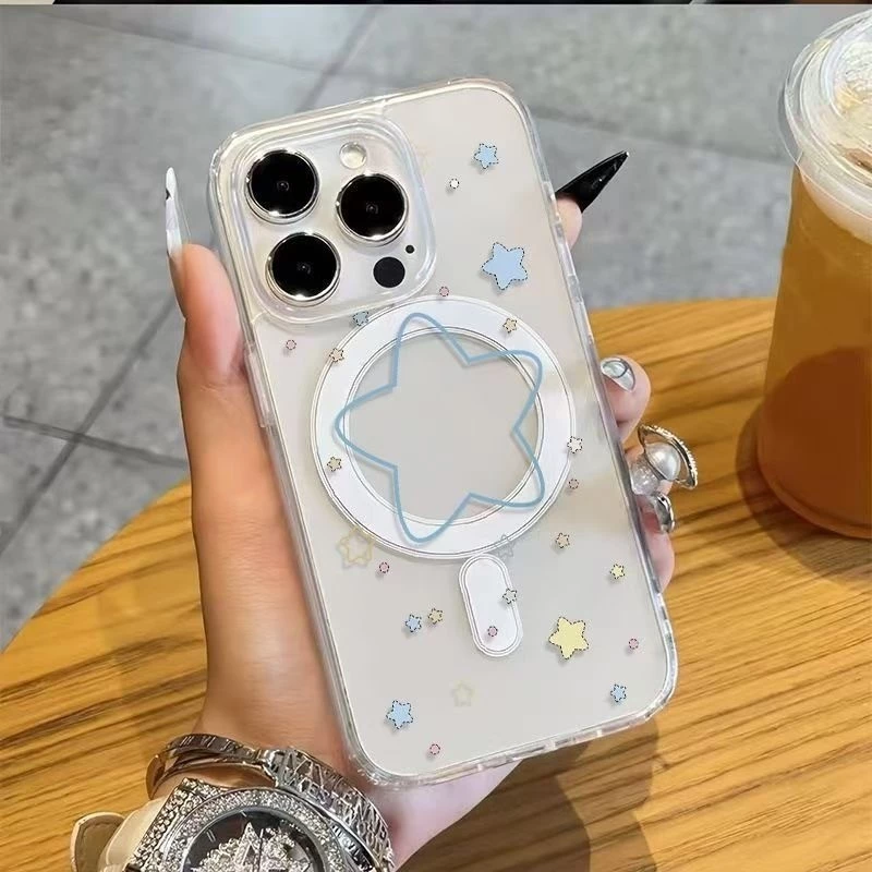 🌈🌈แม่เหล็ก เคสใสกันกระแทก เคสสําหรับไอโฟน 16 เคสชาร์ได้ สำหรับ IPhone 11 17 Pro MAX 13 15 14 12 7/8Plus