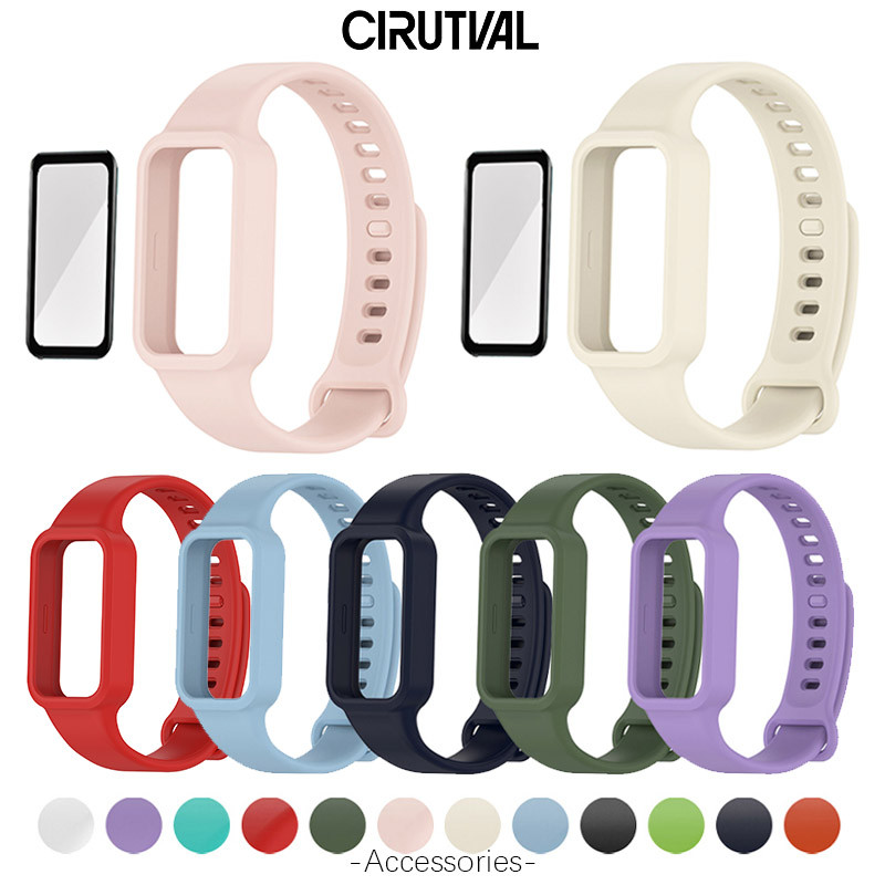 ฟิล์มกระจกนิรภัย + สายซิลิโคน for Smartwatch Mi Band 9 Active/Redmi Band 3 สายยางรัดข้อมืออุปกรณ์ป้องกันหน้าจอ