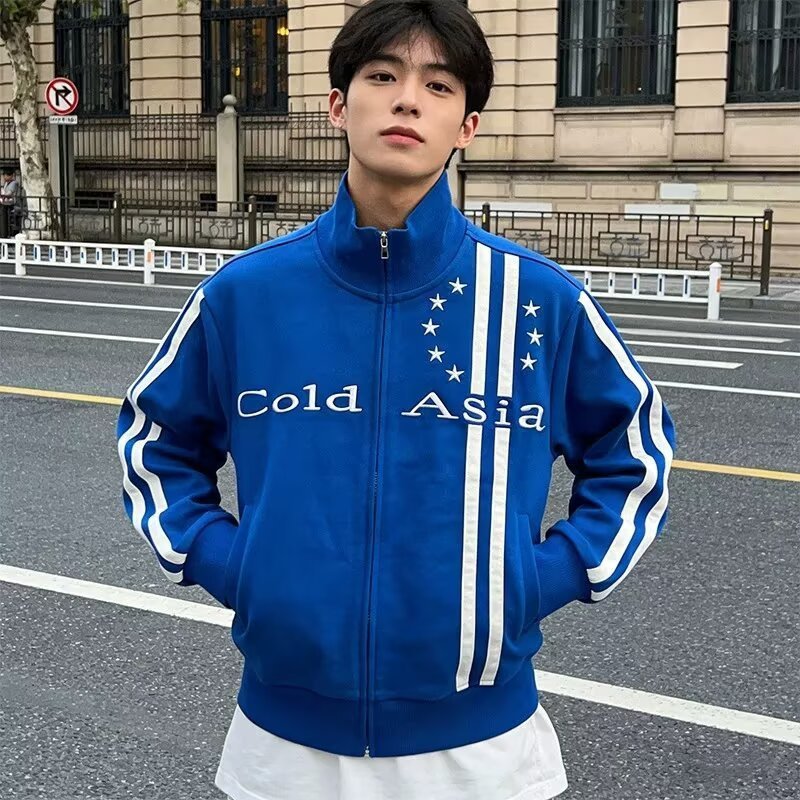 P35 เสื้อสเวตเตอร์ J1#高质量刺绣外套 สีน้ําเงิน M-3XL