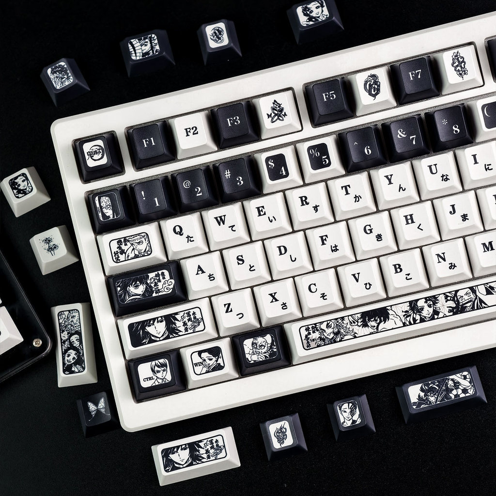 EN/TH/ZHUYIN/KR MAIMOOO Demon Slayer Keycap MOA/เชอร์รี่โปรไฟล์ 120 คีย์ PBT Dye-sub สีดําสีขาว Cool Anime Keycaps Shinazugawa Sanemi Tomi Giyuu Tokirou Muichirou