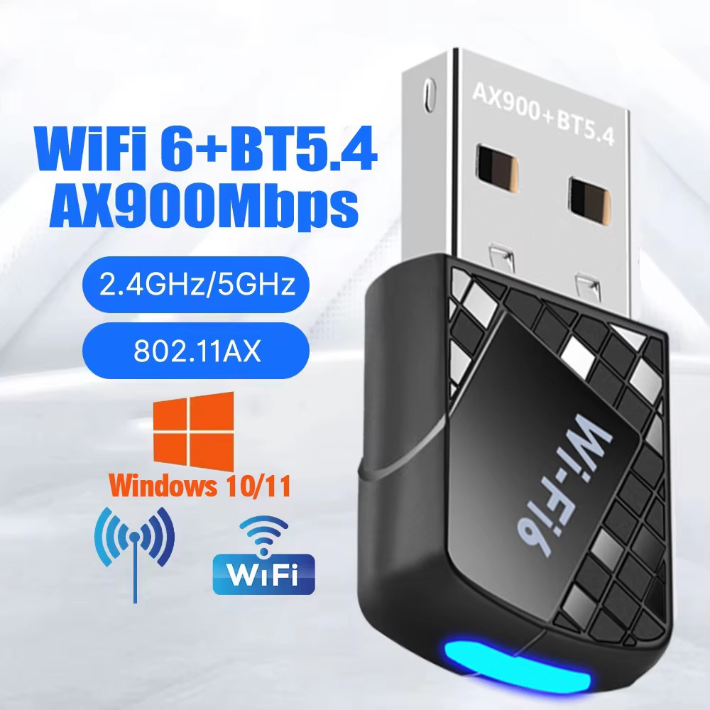 AX900 USB WiFi 6 บลูทูธ 5.4 อะแดปเตอร์ 2in1 Dongle Dual Band 2.4G และ 5GHz USB WiFi เครือข่ายไร้สาย 