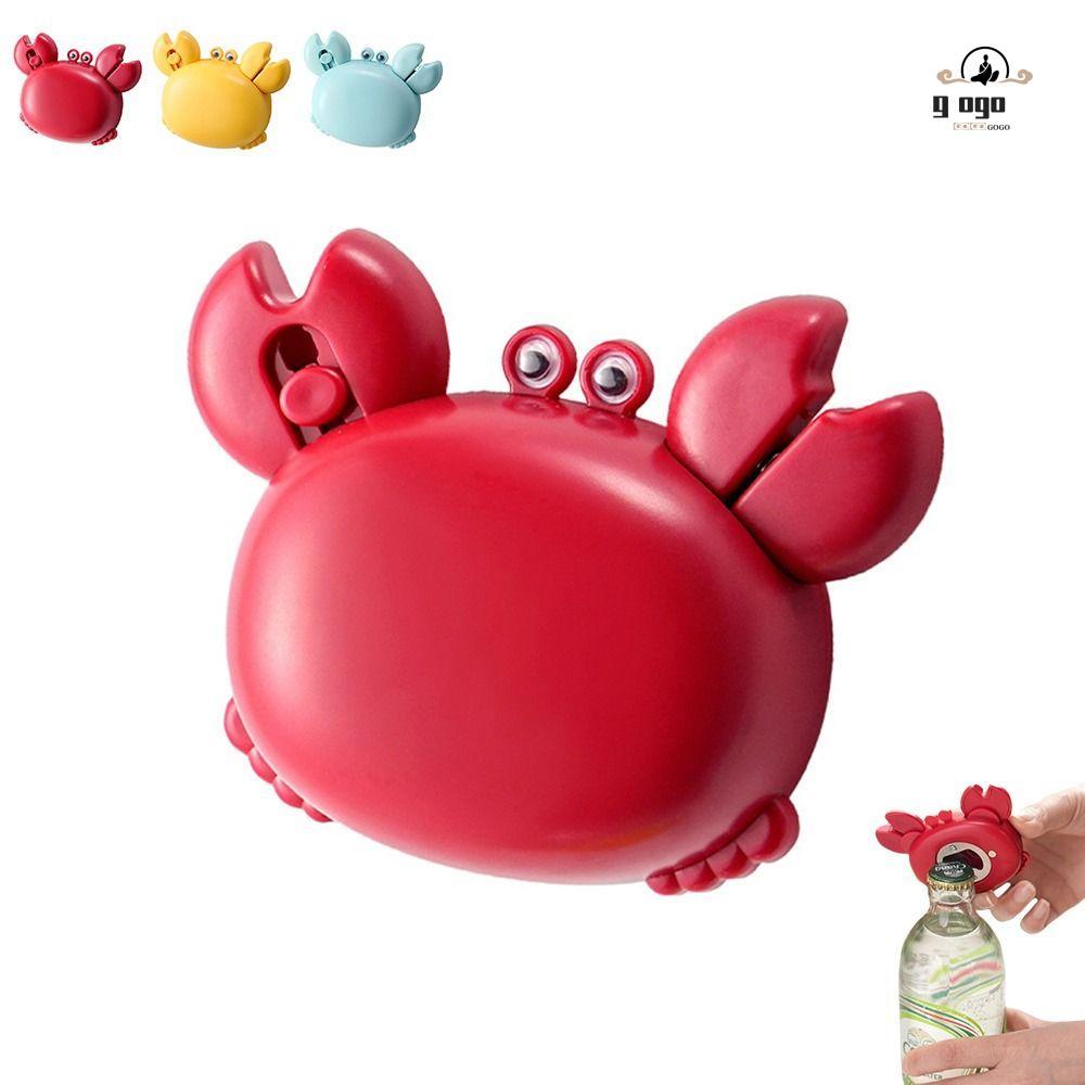 GOGOU Crab ที่เปิดขวด, พร้อม Mini Scissors & Box Cutter การ์ตูนปูที่เปิดขวดแม่เหล็ก 4-in-1 ใช้ในบ้าน