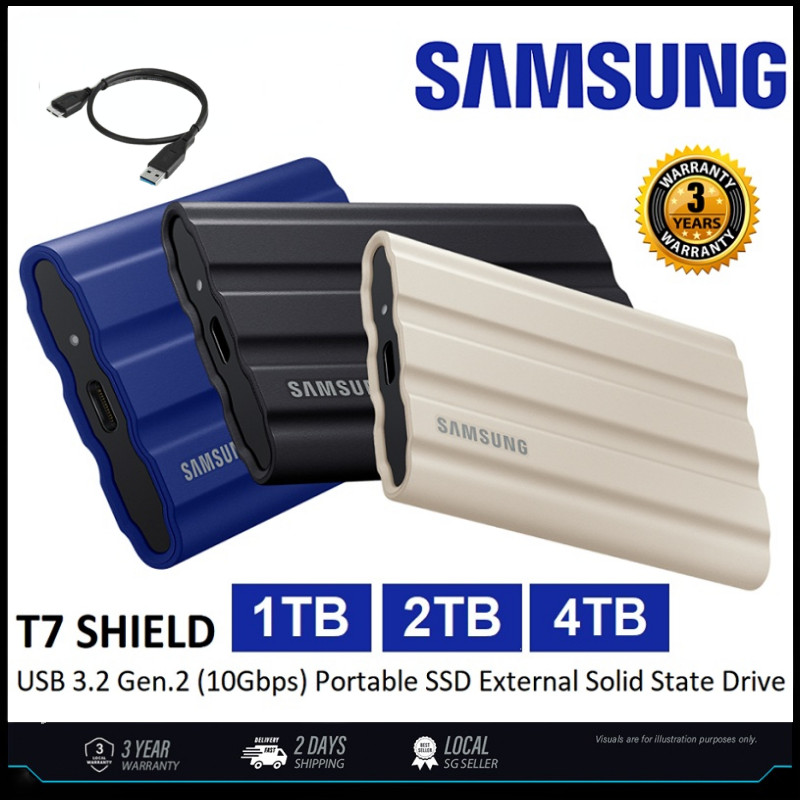SAMSUNG T7 SHIELD USB 3.2 GEN.2 (10GBPS) EXT SSD EXTERNAL SOLID STATE DRIVE 1TB / 2TB / 4TB| รวมสาย 
