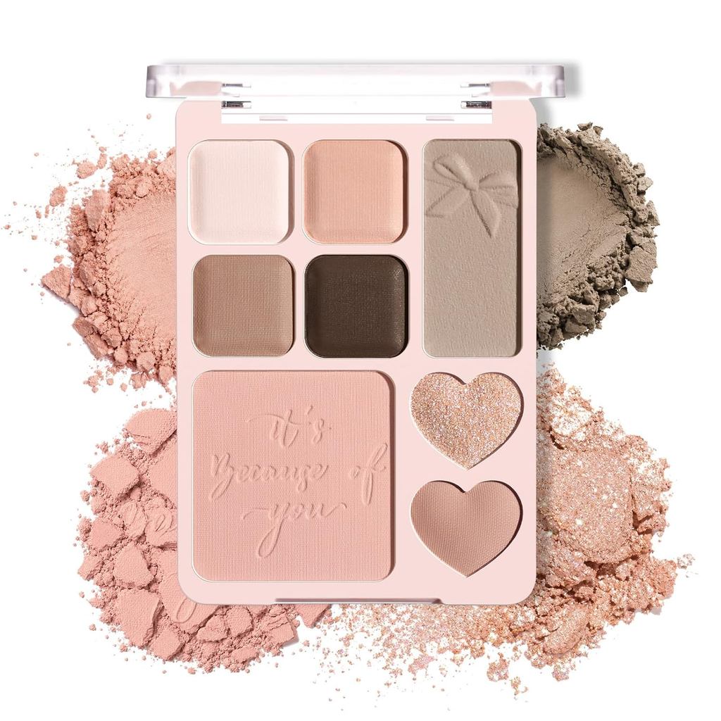 All-in-One Eyeshadow and Blush Contour Makeup Palette (01 Sunset Romance) | Velvet Matte & Diamond S