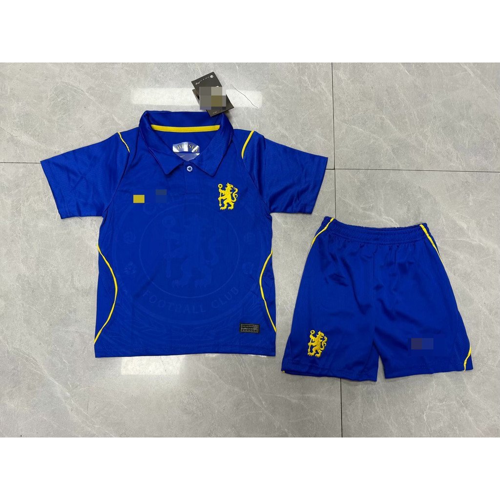 26/27 เชลซีเหย้าฟุตบอลชุดเด็กเสื้อและกางเกงขาสั้นคุณภาพสูง 16-28อ่า.+