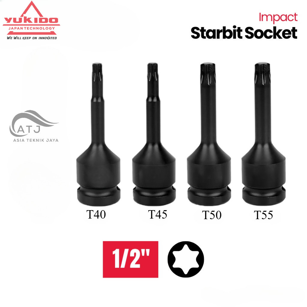 MATA YUKIDO 1/2 นิ้ว Torx T40 T45 T50 T55 Star Bit Socket Impact CR-MO